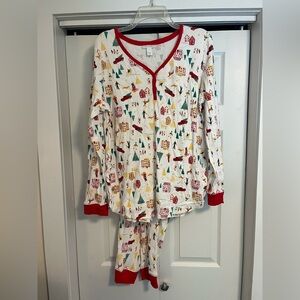 LC Lauren Conrad Maternity Pajama Set with Red and White Holiday Print